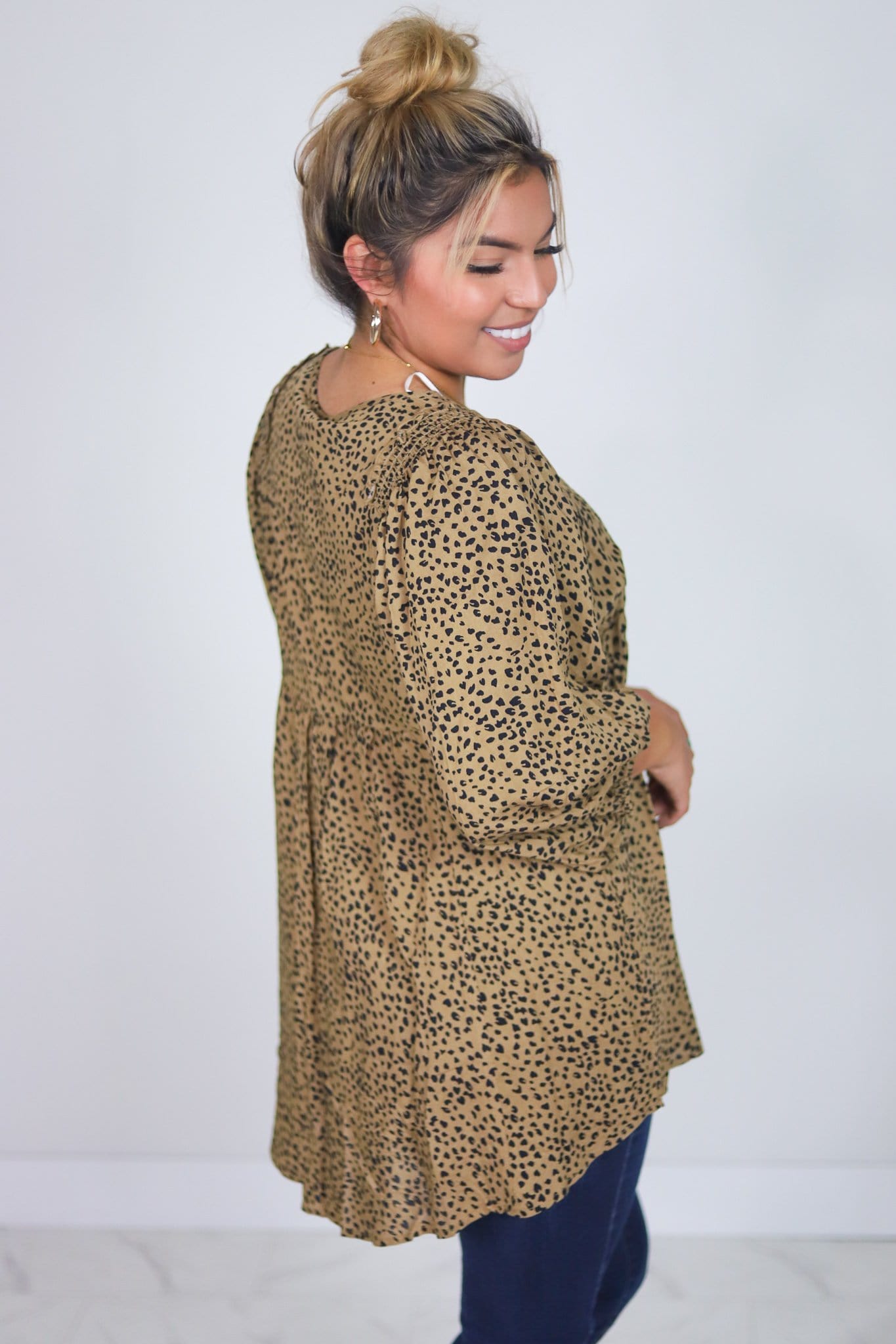 Toffee Dalmatian Woven Tunic
