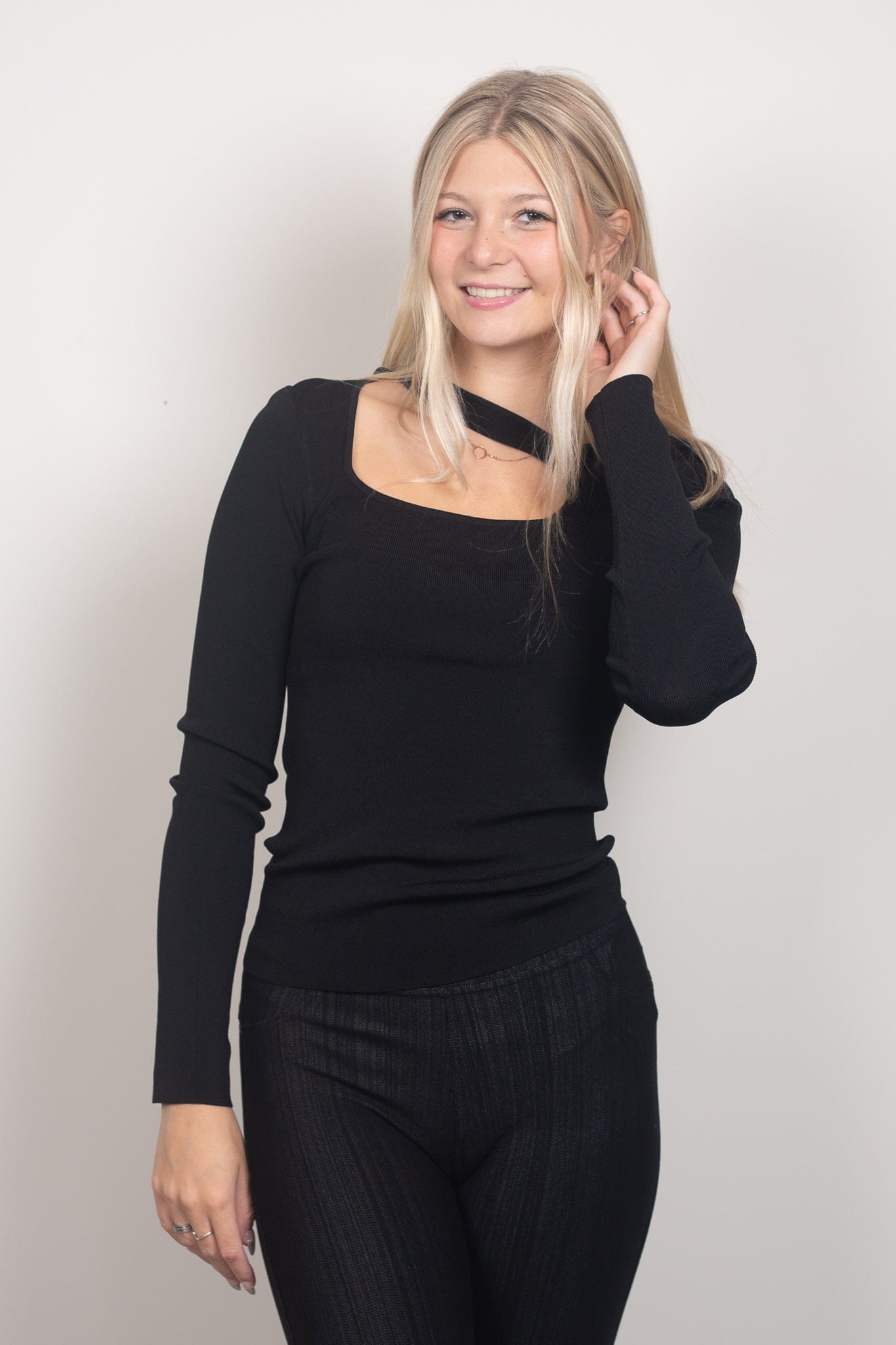 Black Cutout Sweater Top