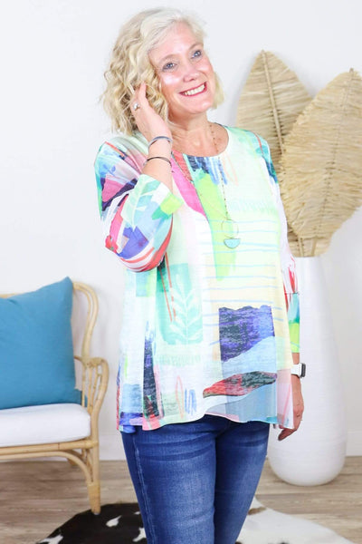 multi colorful pattern top