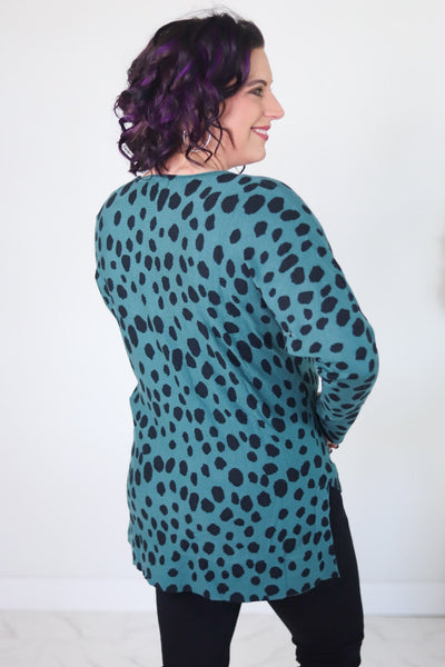 Spotted Step Hem Sweater