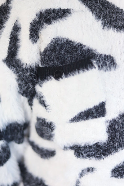 Fuzzy Zebra Sweater