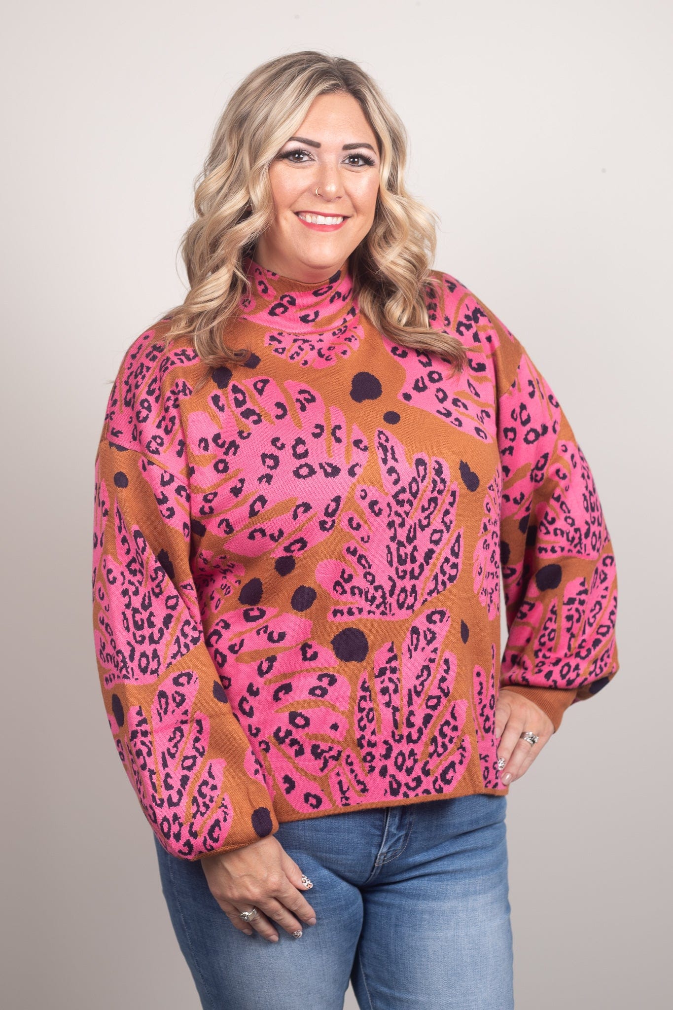 Sea Coral Balloon Sleeve Pullover