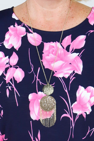 Disc Chain Long Necklace