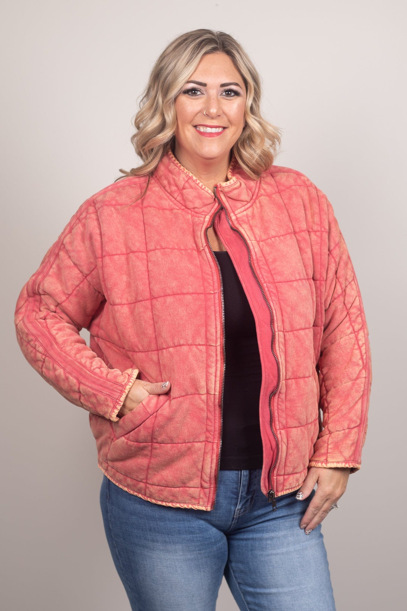 Rose Washed Quilted Jacket