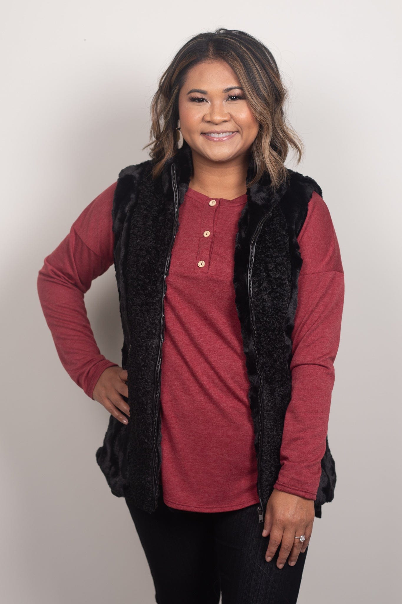 Black Faux Fur Vest