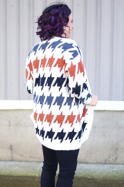 Two Tone Houndstooth Cardigan