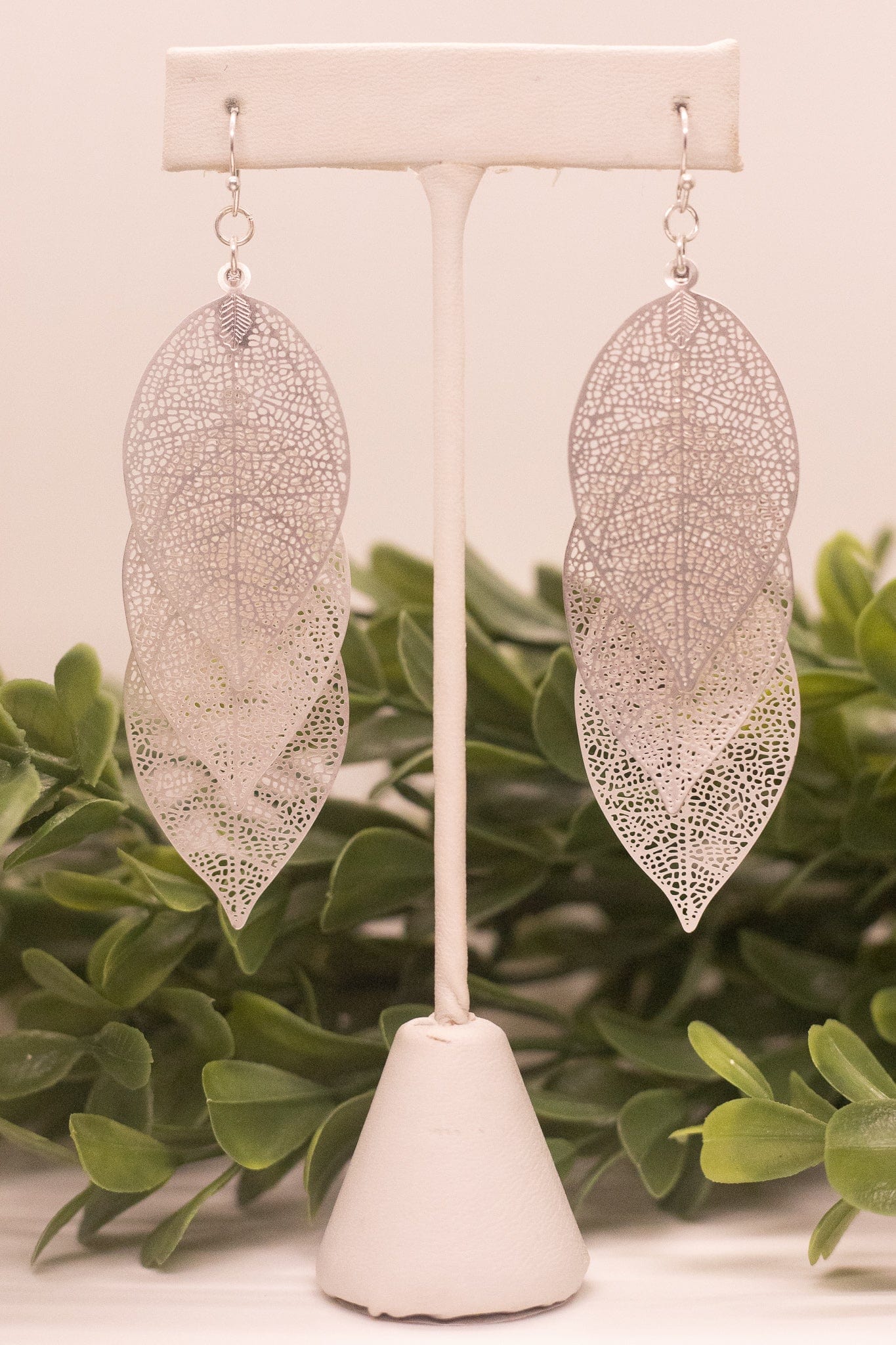 Silver 3 Layer Leaf Earring