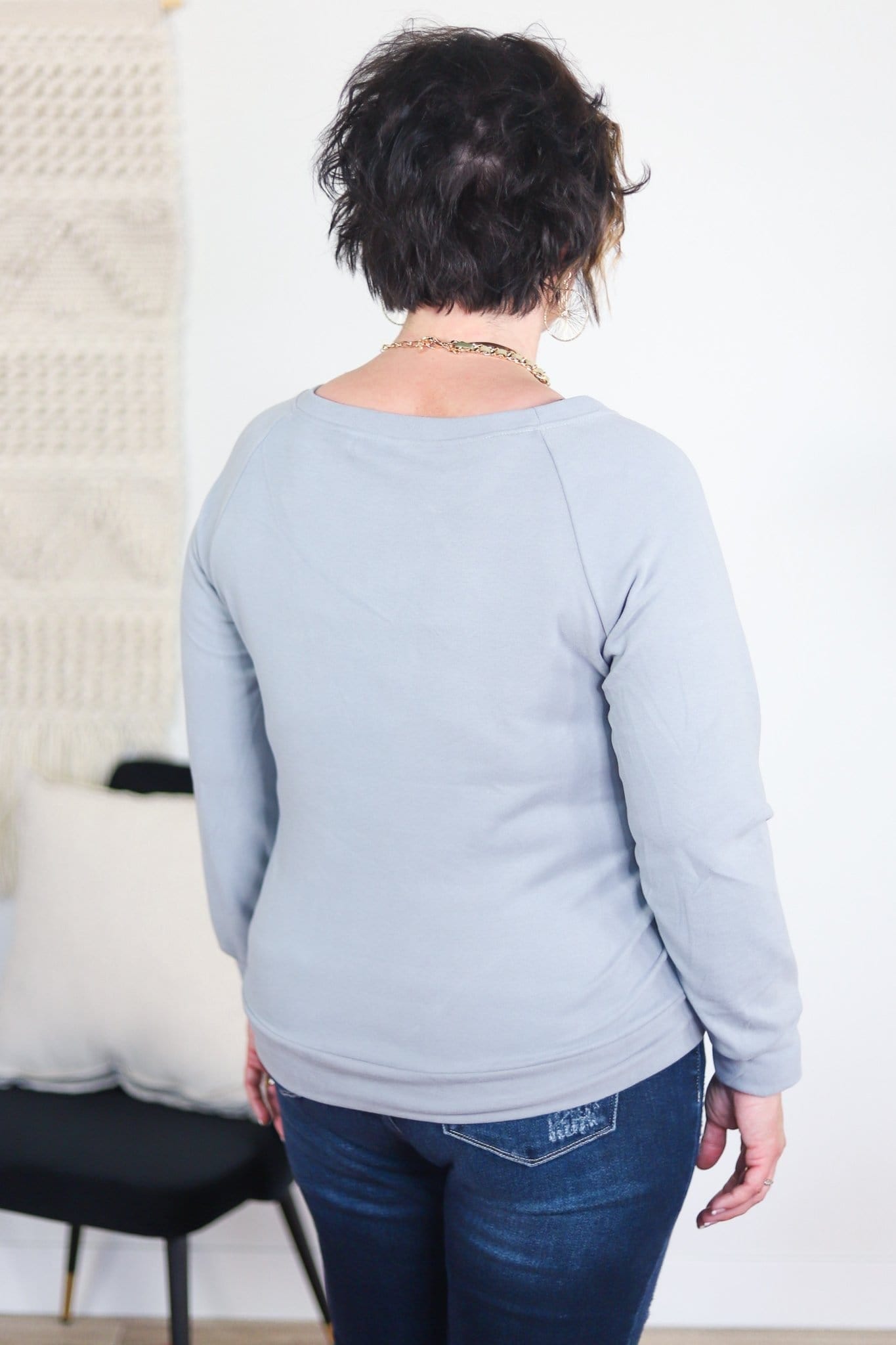 Gray Solid Brushed Off Shoulder Sweater