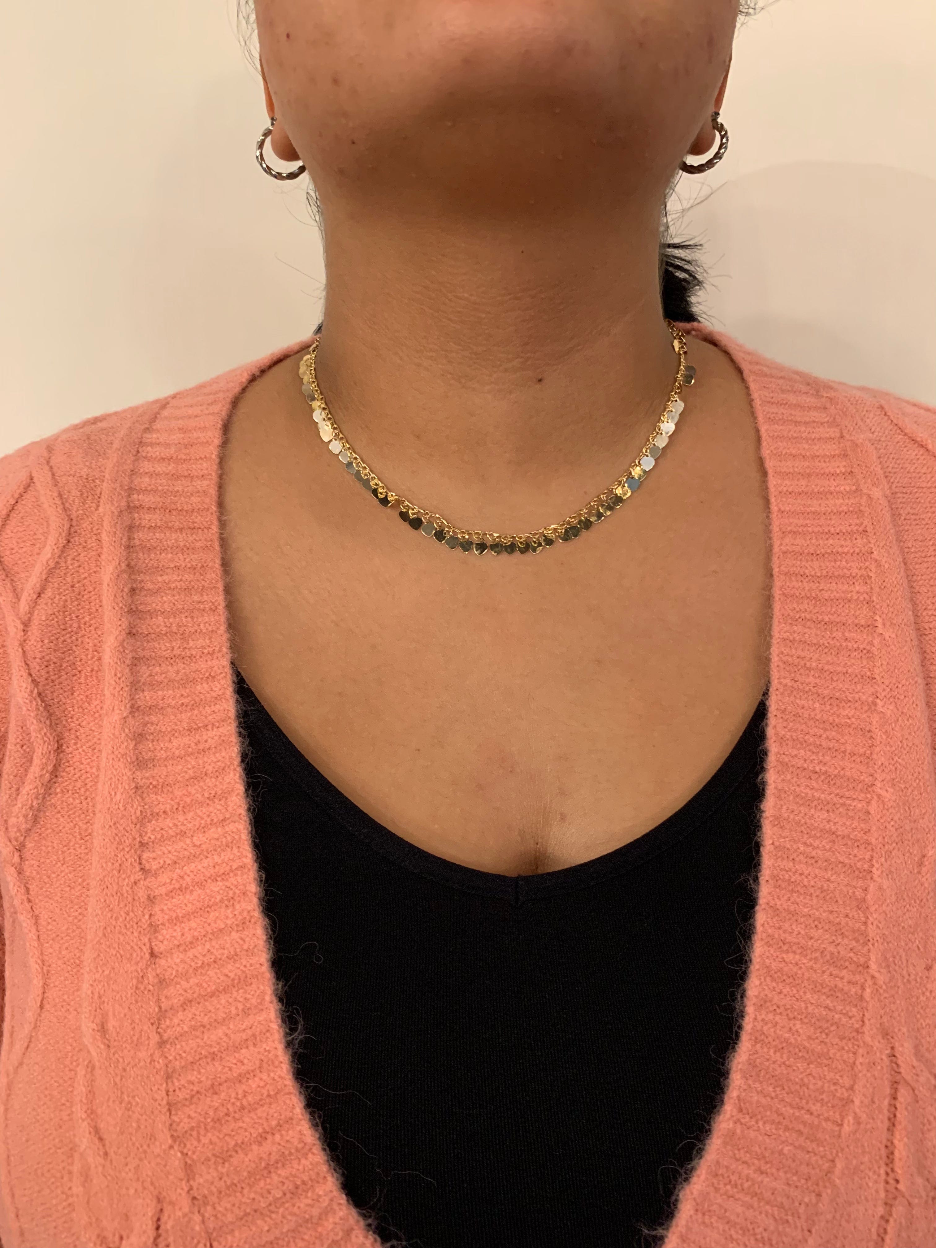 Gold Disc Short Necklace