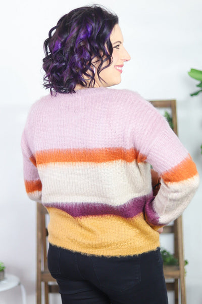 Fall Brushed Stripe Crew Neck Sweater