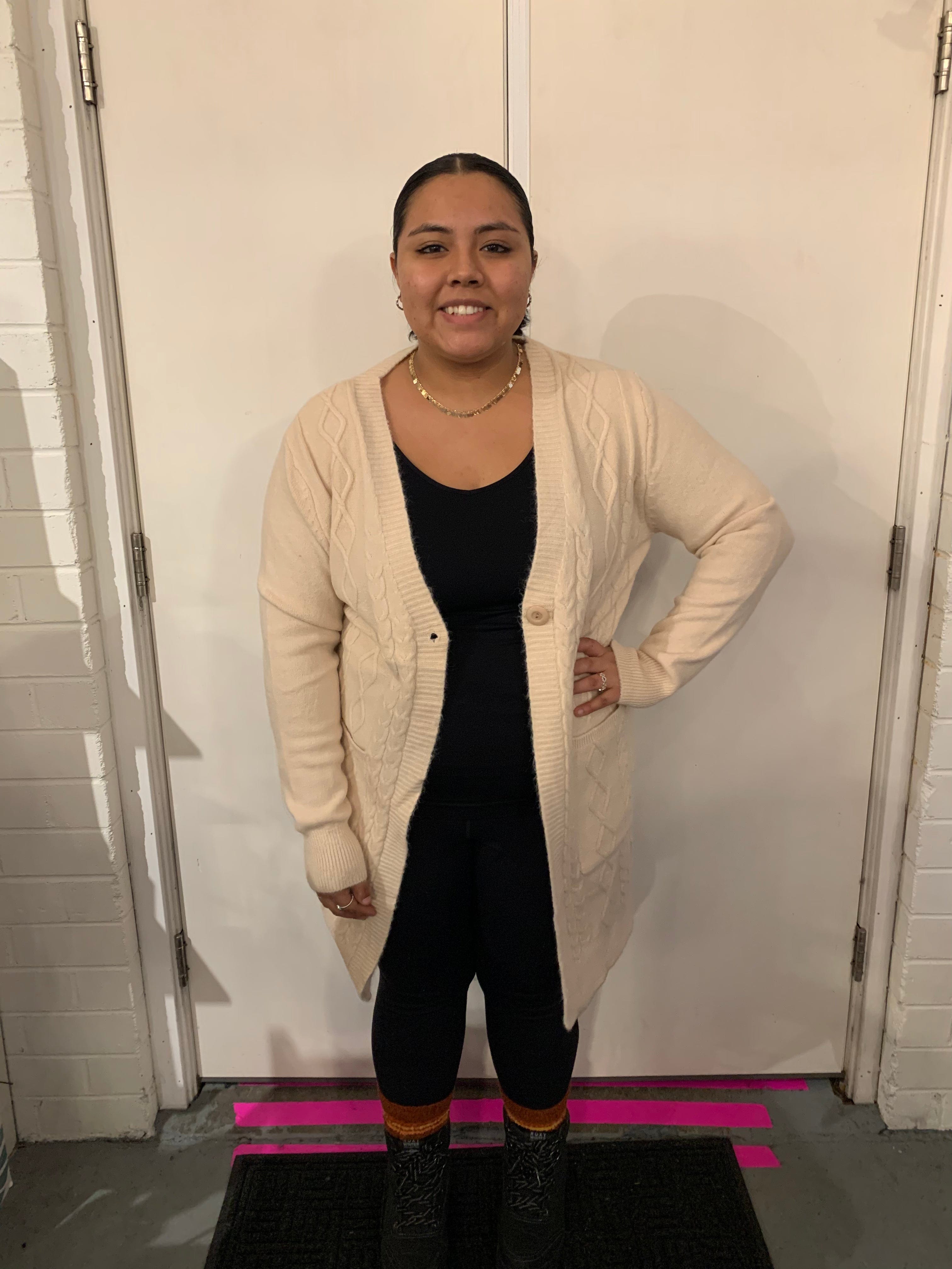 Tan One Size Cable Cardigan