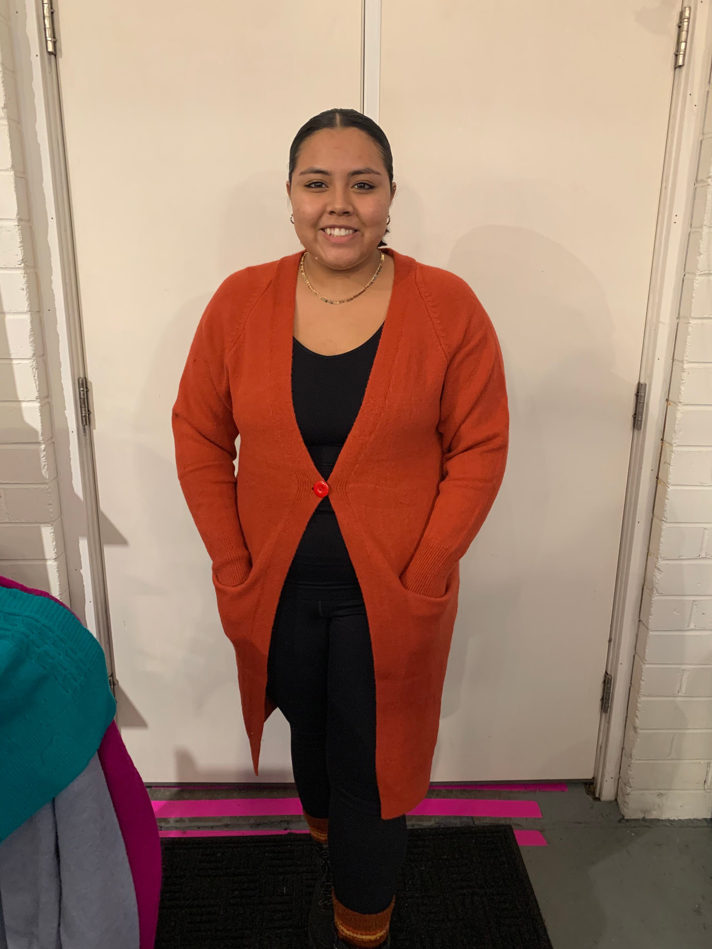 Rust One Size Solid Cardigan