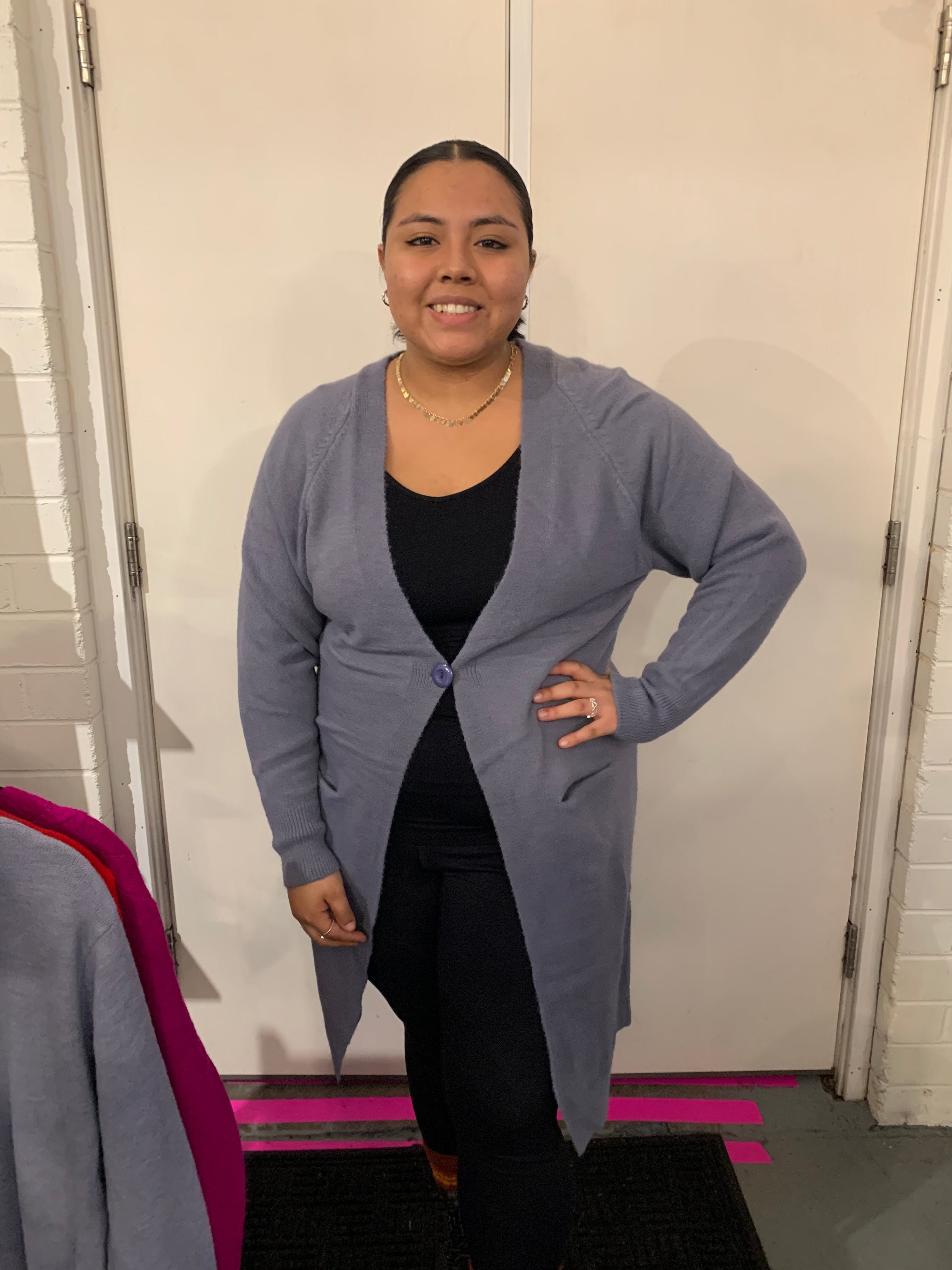 Gray One Size Solid Cardigan