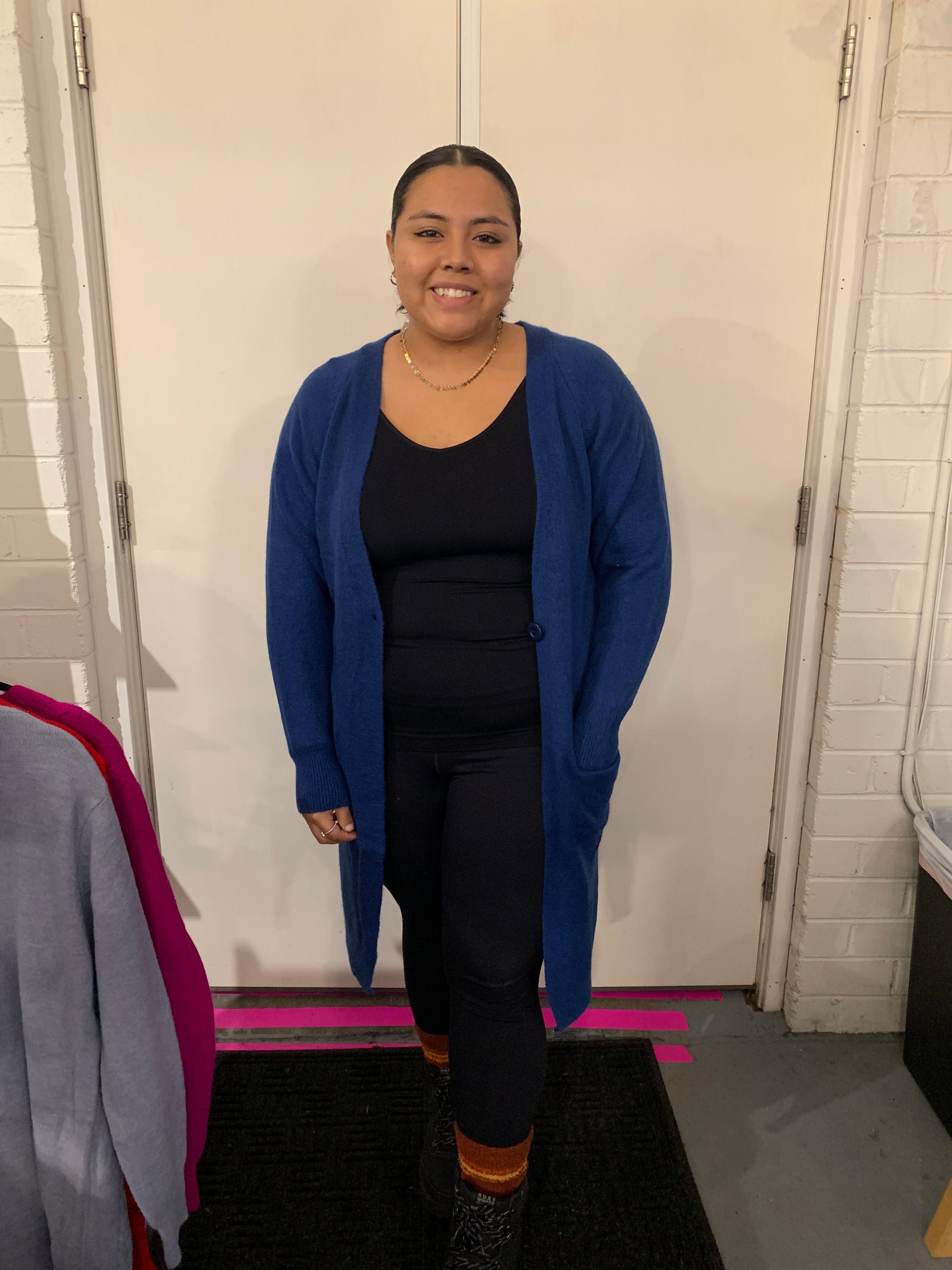 Blue One Size Solid Cardigan