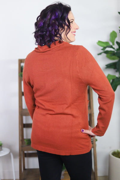Knit Cowl Neck Rib Detail Sweater