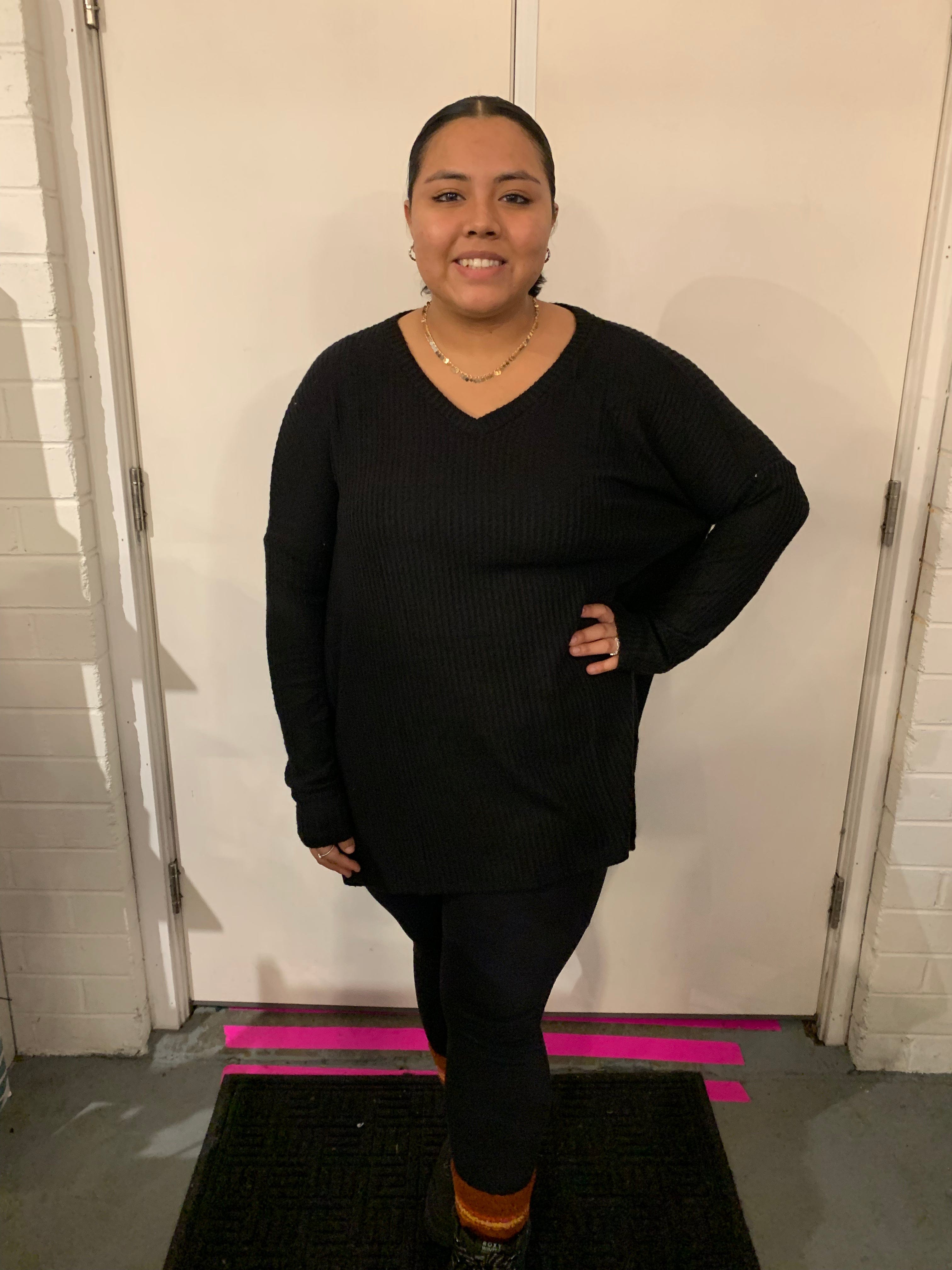 Black VNeck Hi-Low Sweater
