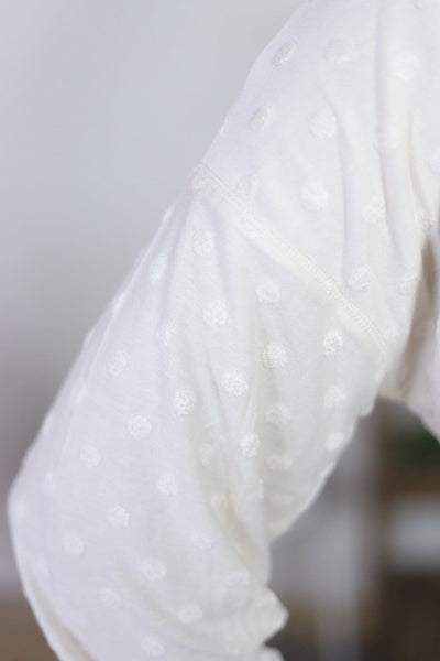 Cream Dotted Cozy Long Sleeve Top