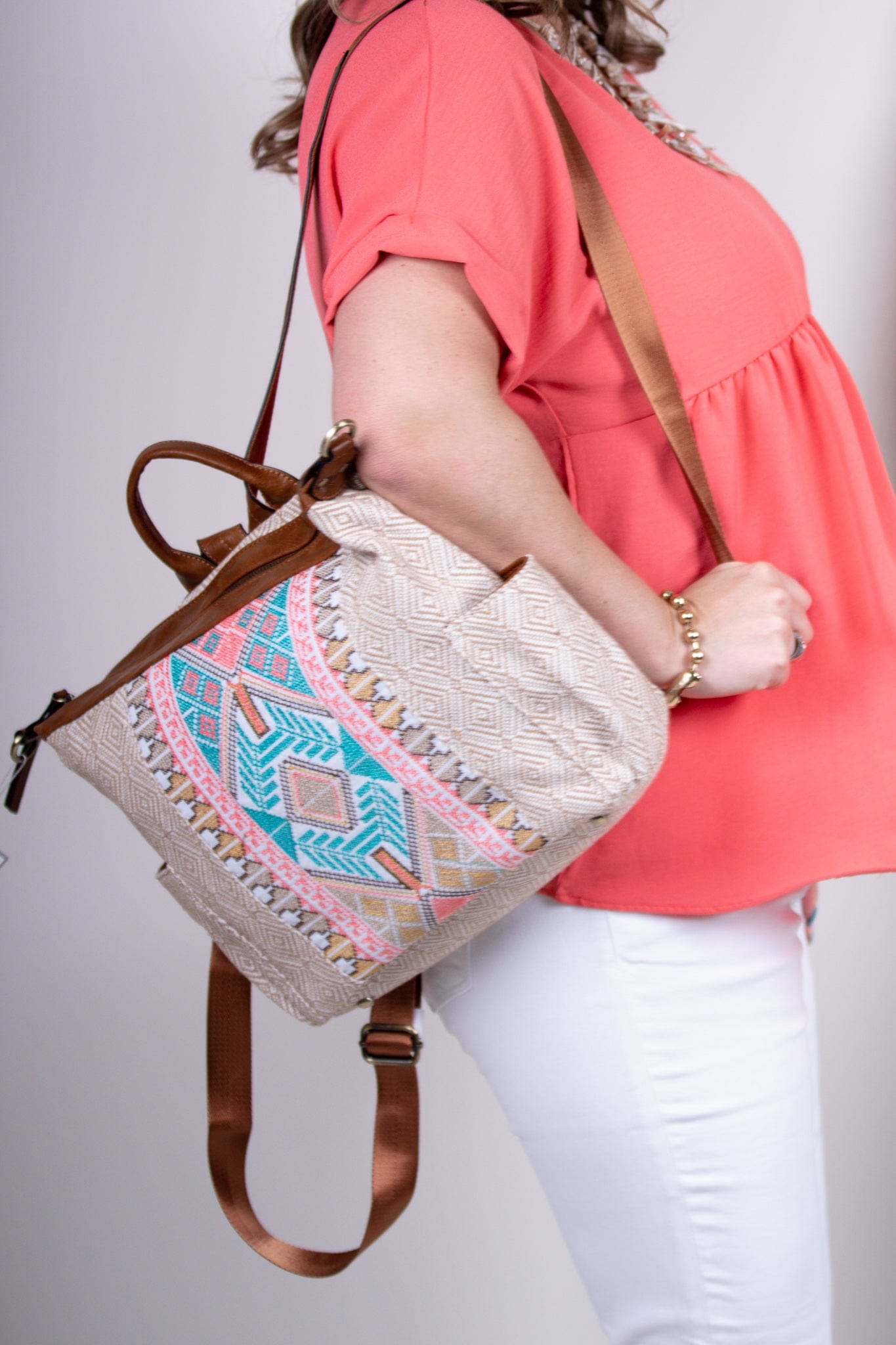Lexie Aztec Backpack Satchel