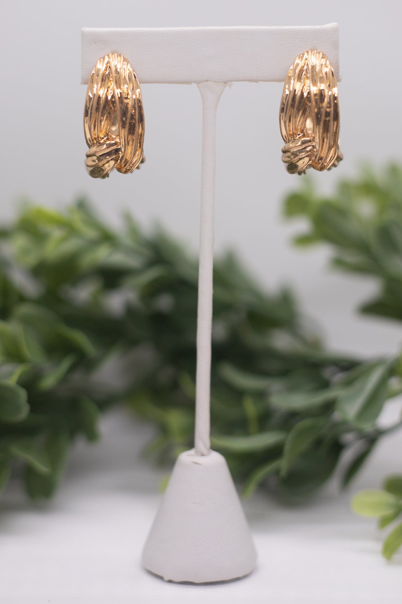 Gold Vintage Twisted Texture Hoop