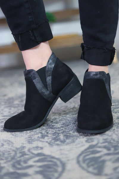 Crisp Black Metallic Bootie