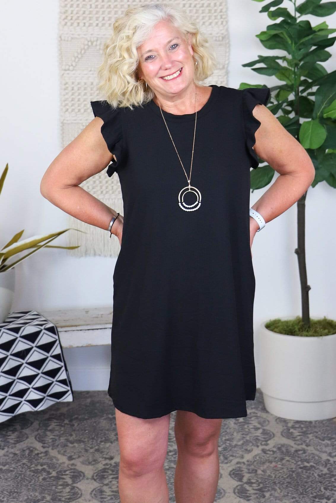 Ribbed Ruffle Tshirt Dress
