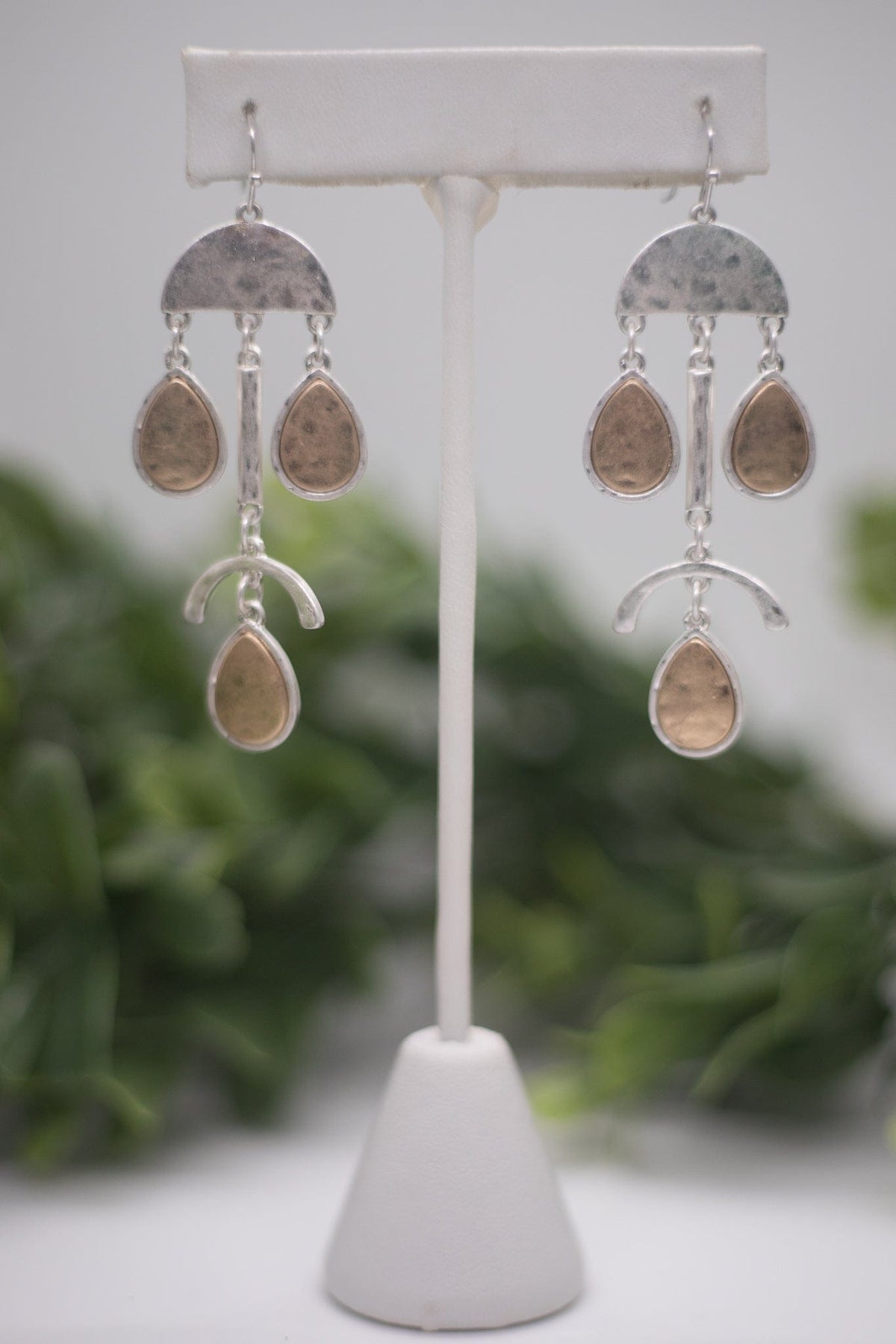 Silver Hammered Dangle Earring