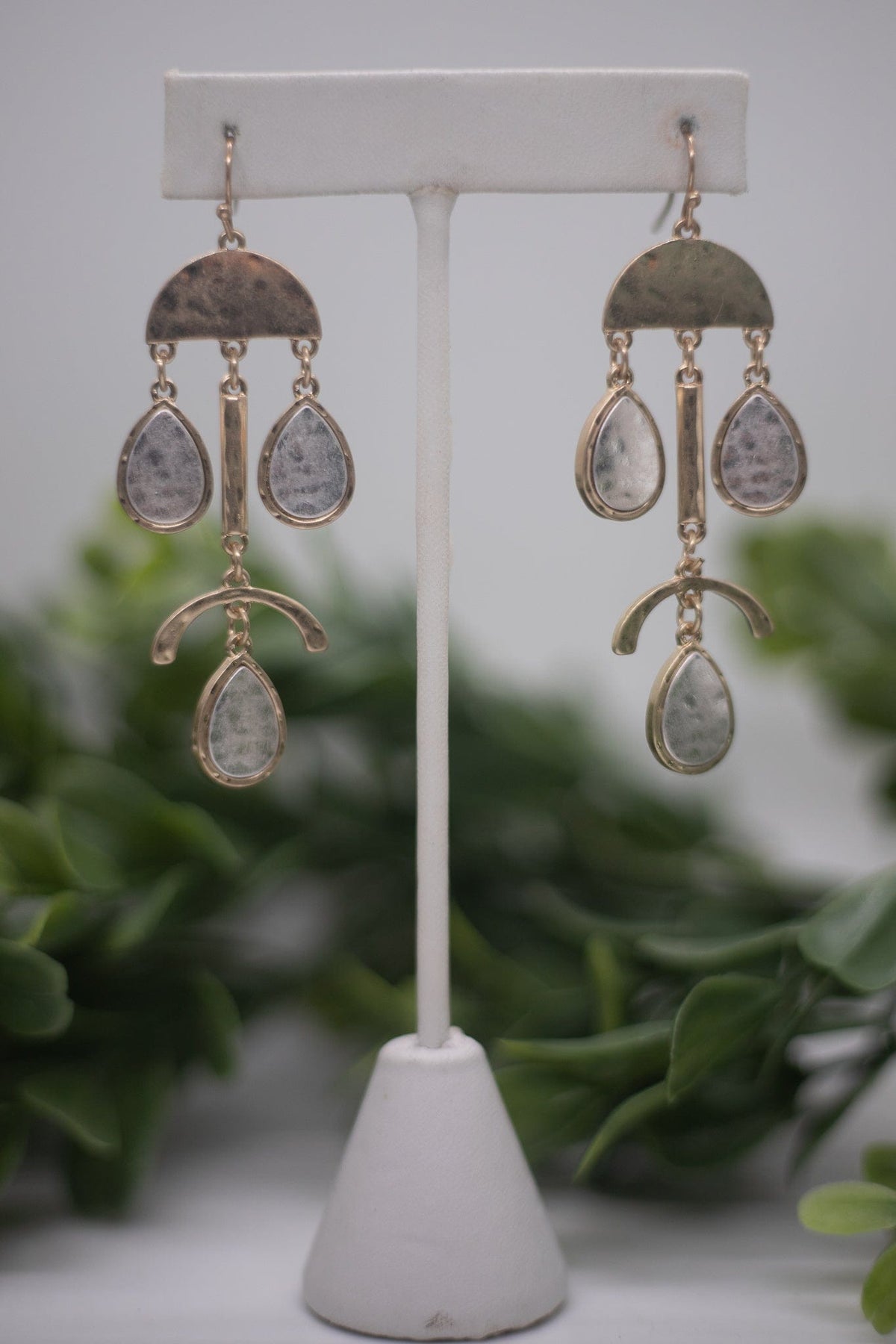 Gold Hammered Dangle Earring