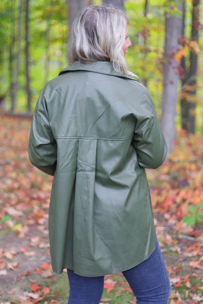 Olive Button Up Long Sleeve