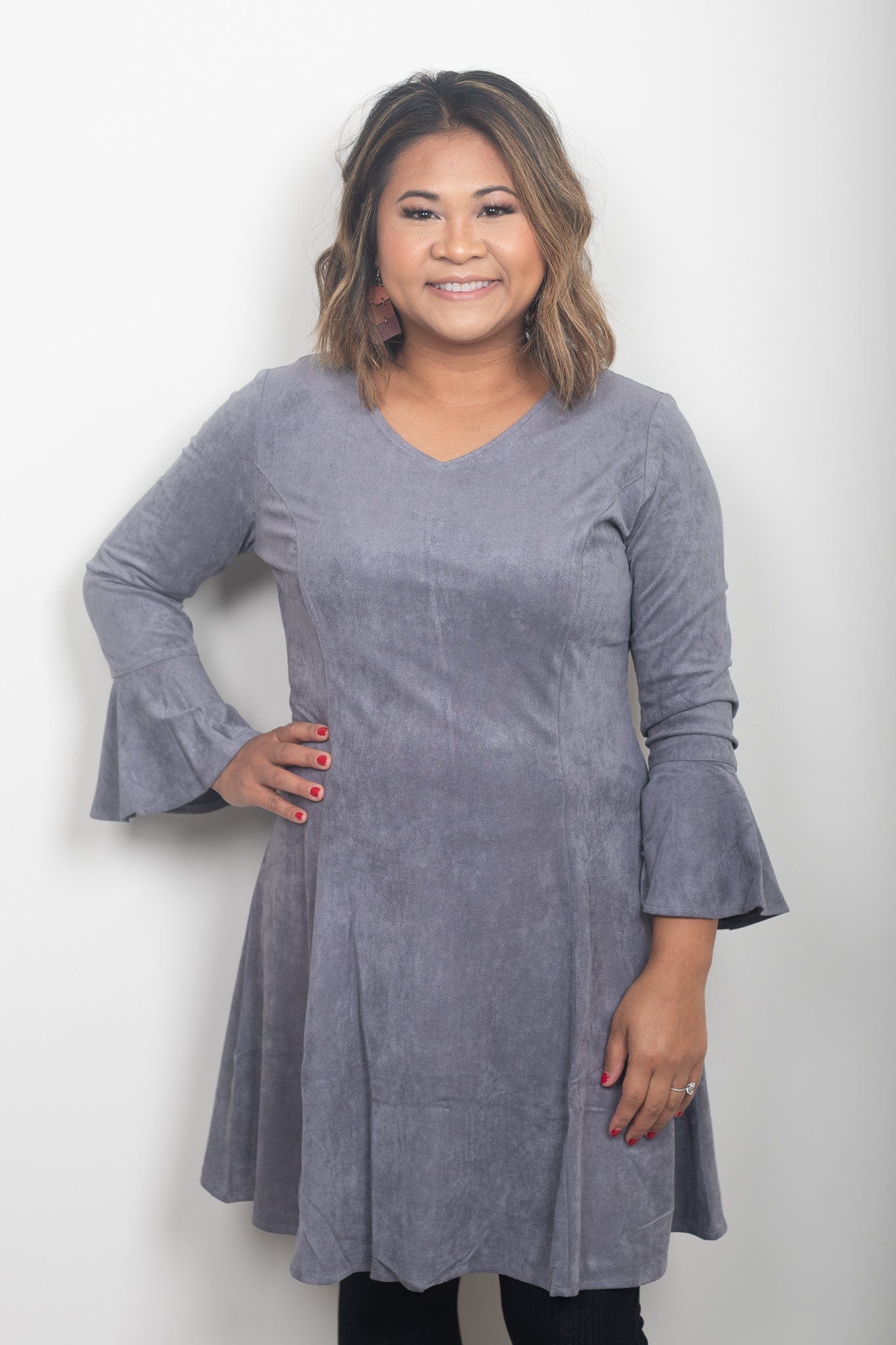 grey suede dress