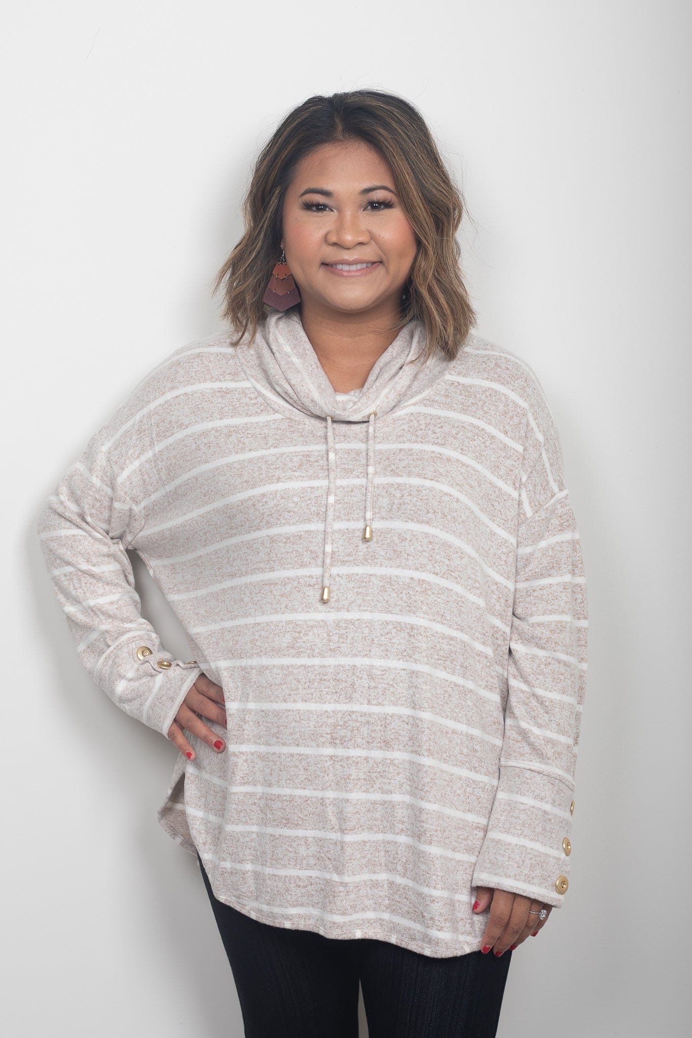 Tan Stripe Hoodie