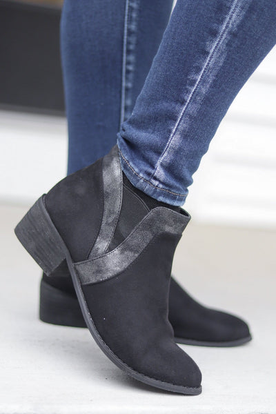 Crisp Black Metallic Bootie