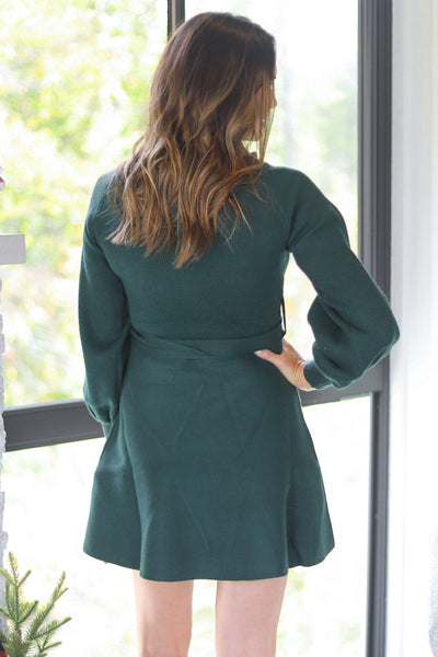 Hunter Green Skater Sweater Dress