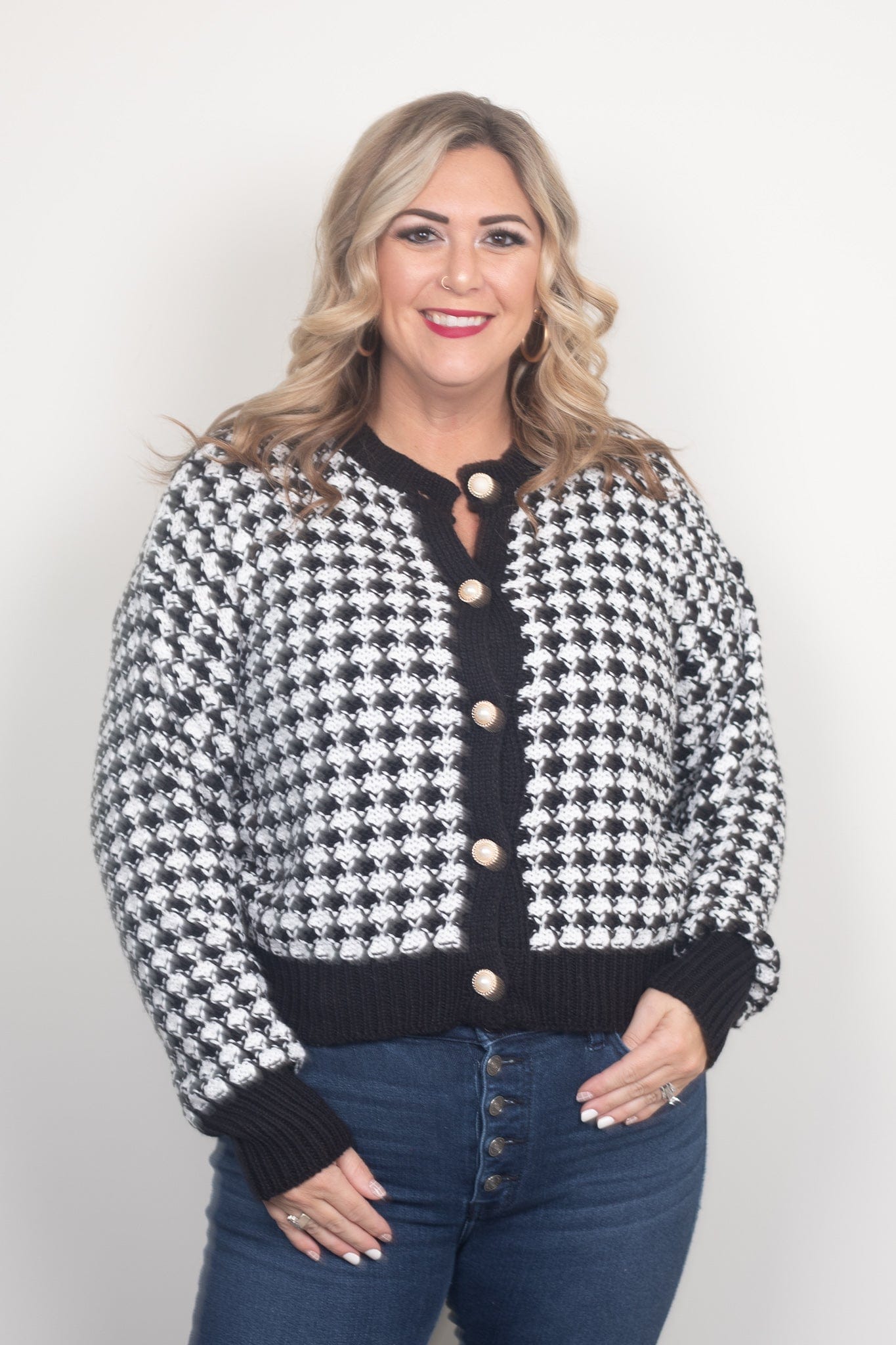 Black & Ivory Texture Sweater