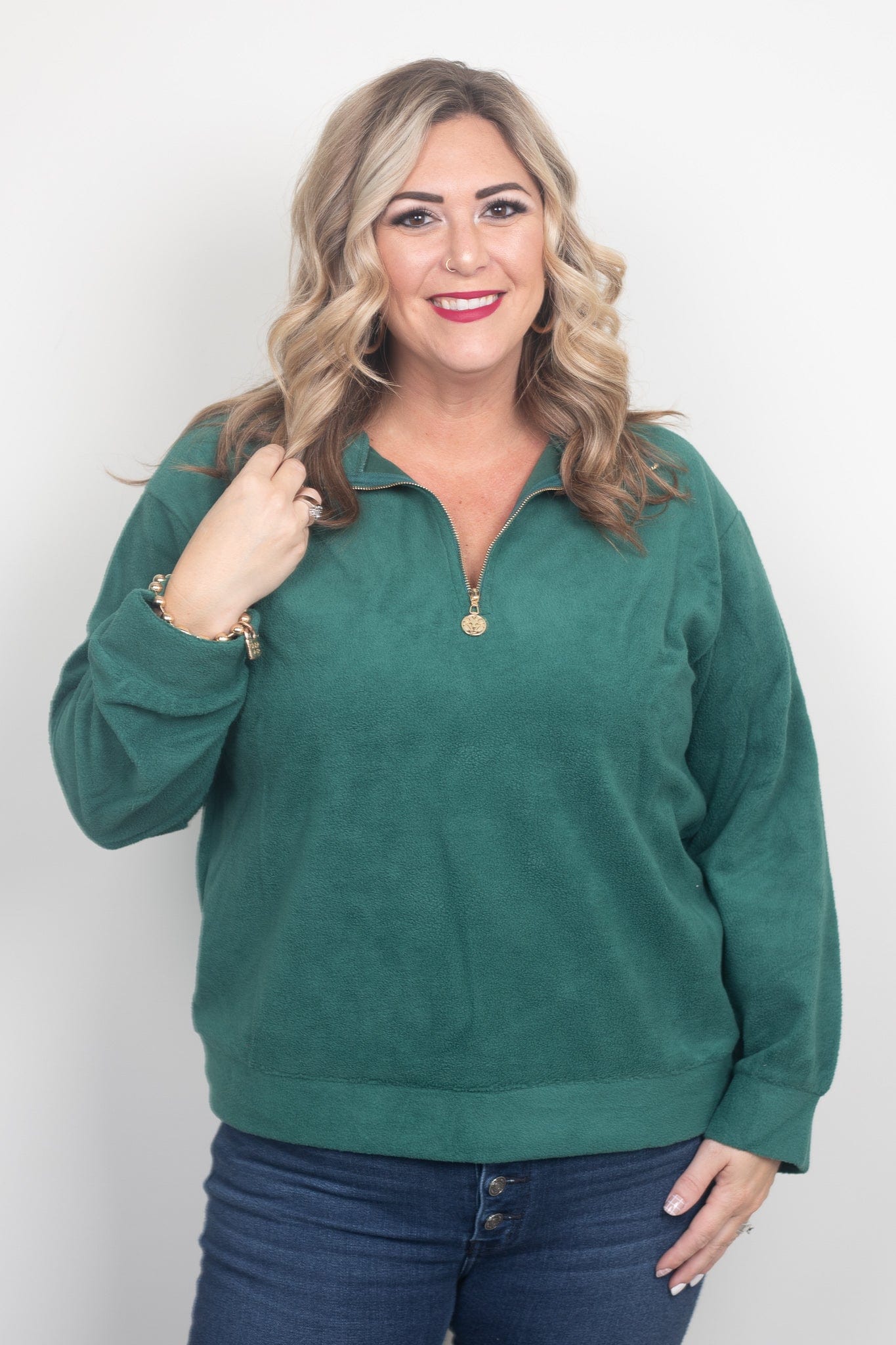 Green Half-Zip Knit Pullover