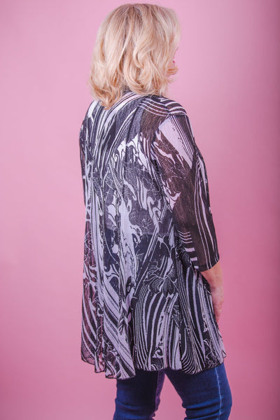 Black & White Luau Mesh Cardigan