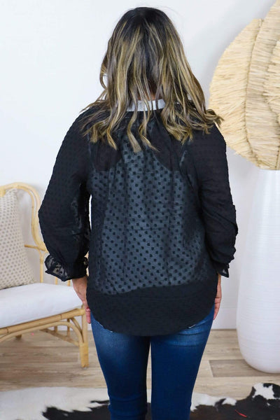 black textured dot 3/4 top