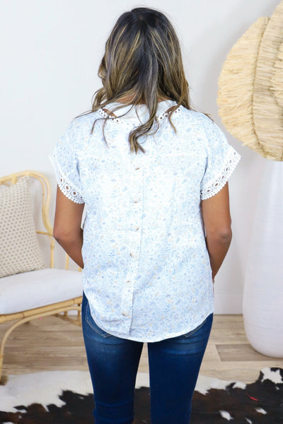 Blue Vintage Floral Top