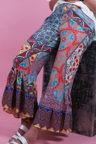 Flare print pants 