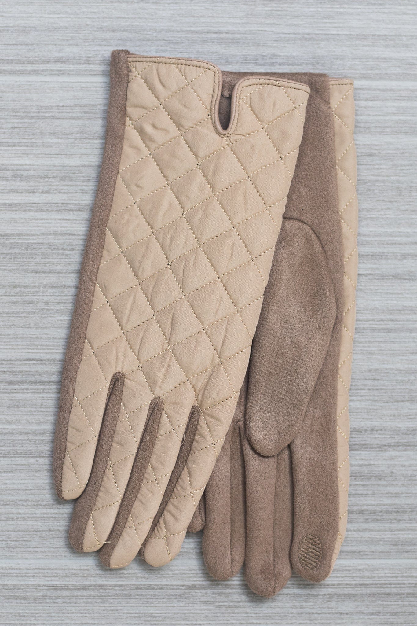 Beige Quilted Gloves