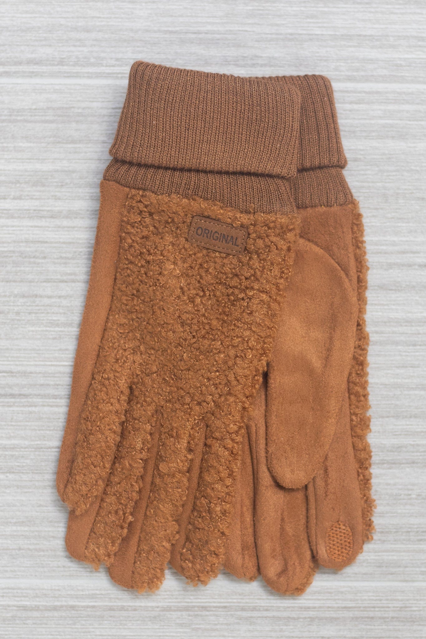 Camel Fuzzy Faux Wool Glove