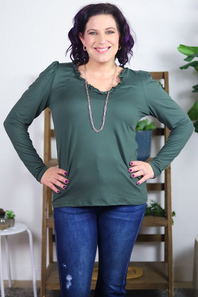 Ruffle Edge Long Sleeve Top