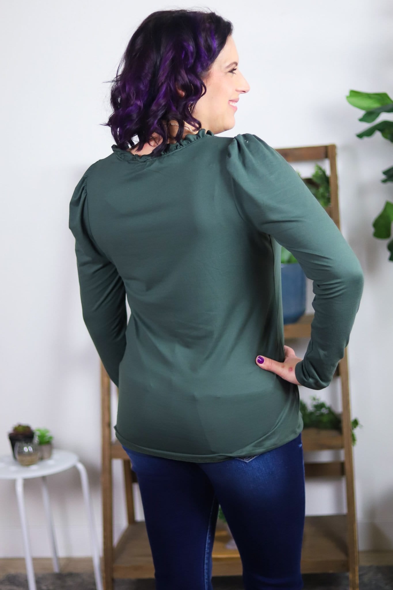 Ruffle Edge Long Sleeve Top