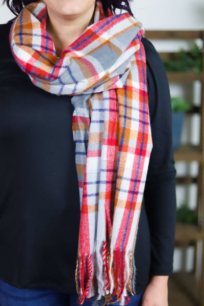 Plaid Soft Tassel Scarf