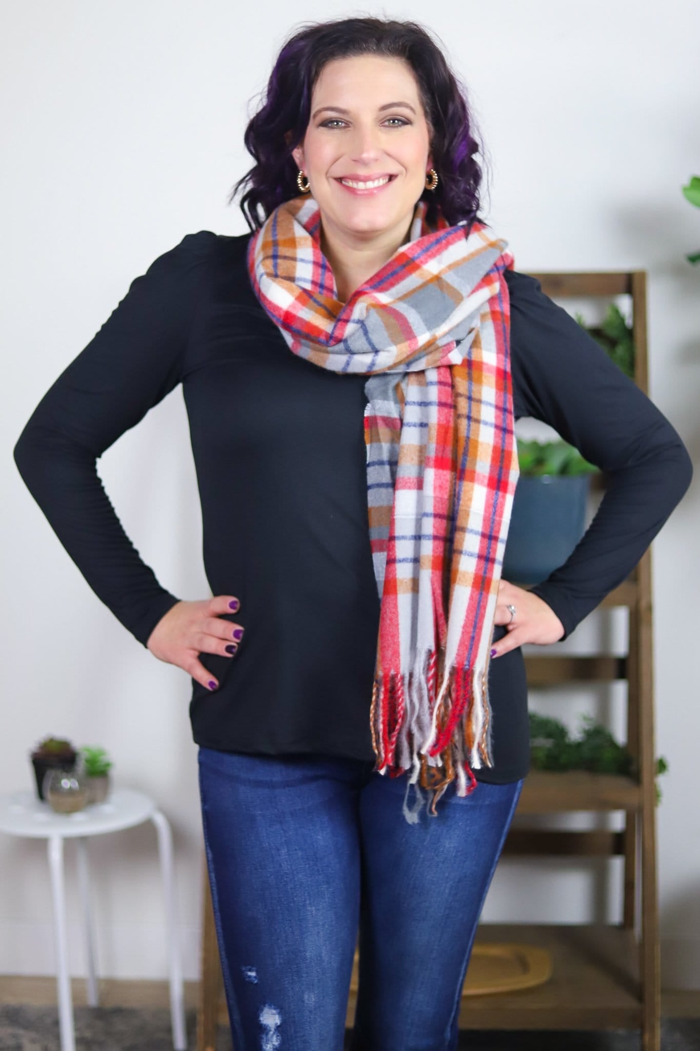Plaid Soft Tassel Scarf