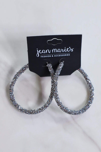 black sparkly hoop earrings