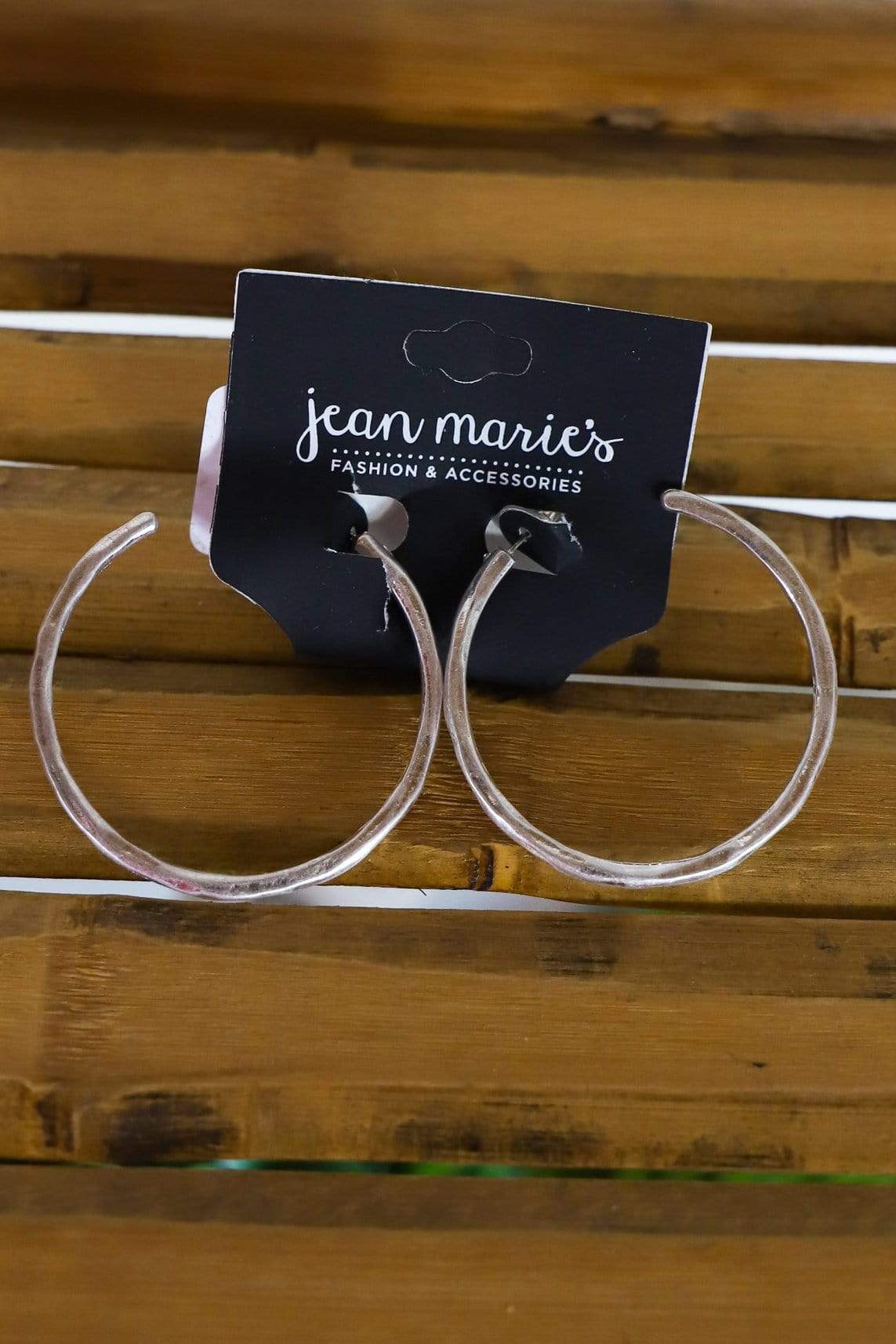 silver hammered hoop earrings