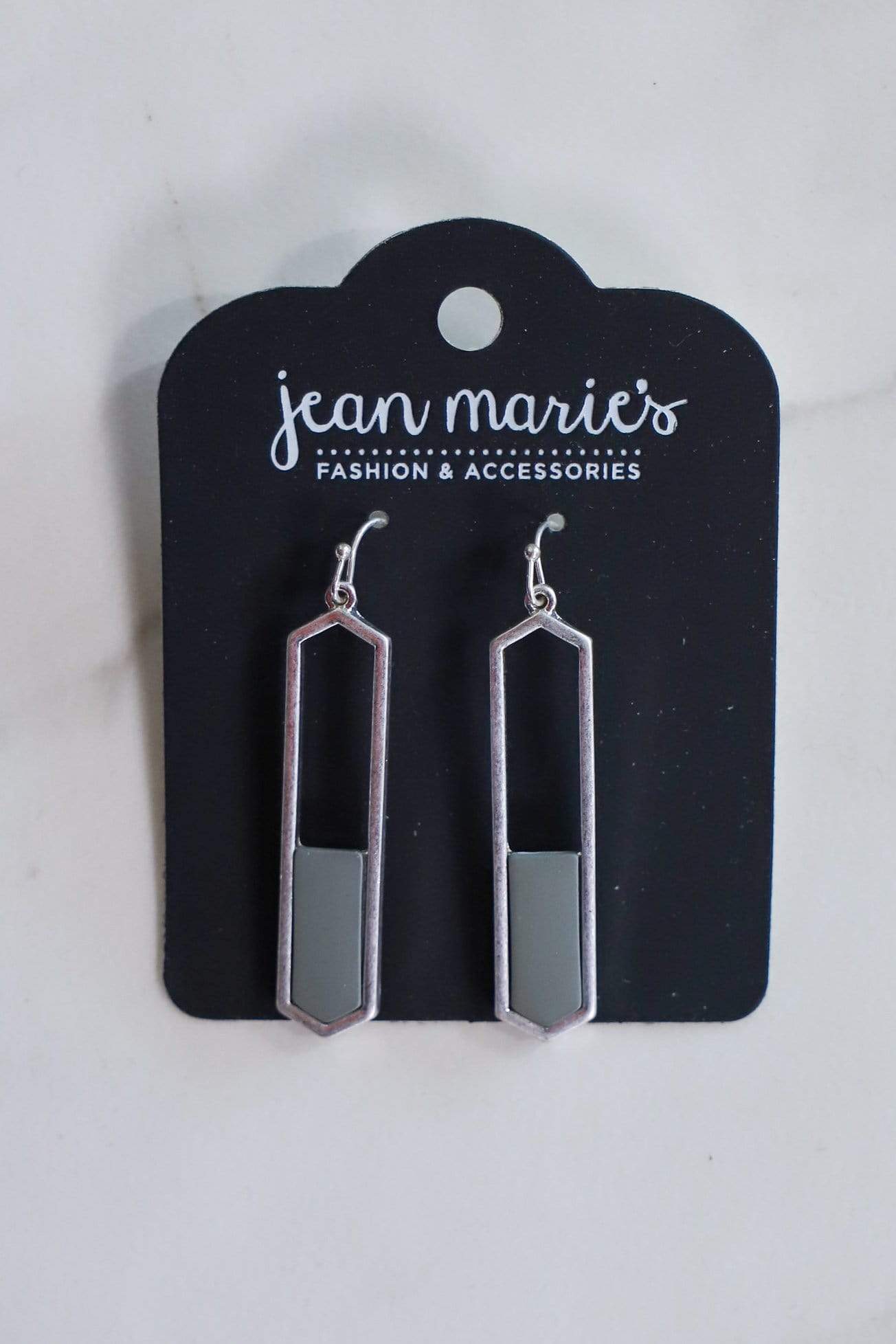 silver and grey geometric earrings 