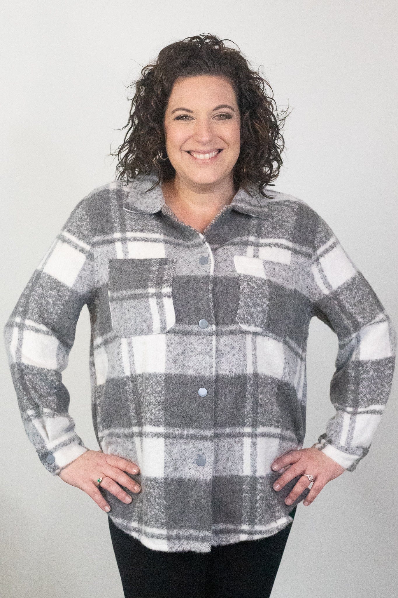 Skye Gray Plaid Brushed Shacket