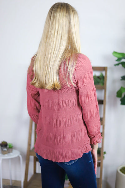 Dusty Rose Ruffle Raglan Top
