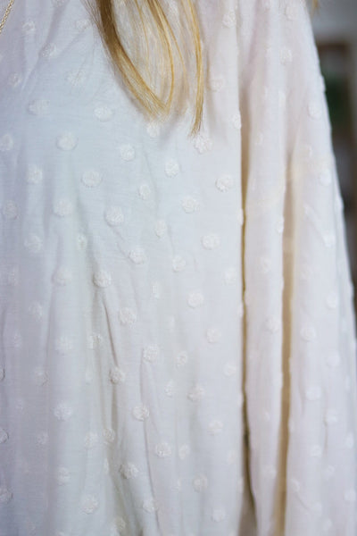 Cream Dotted Cozy Long Sleeve Top
